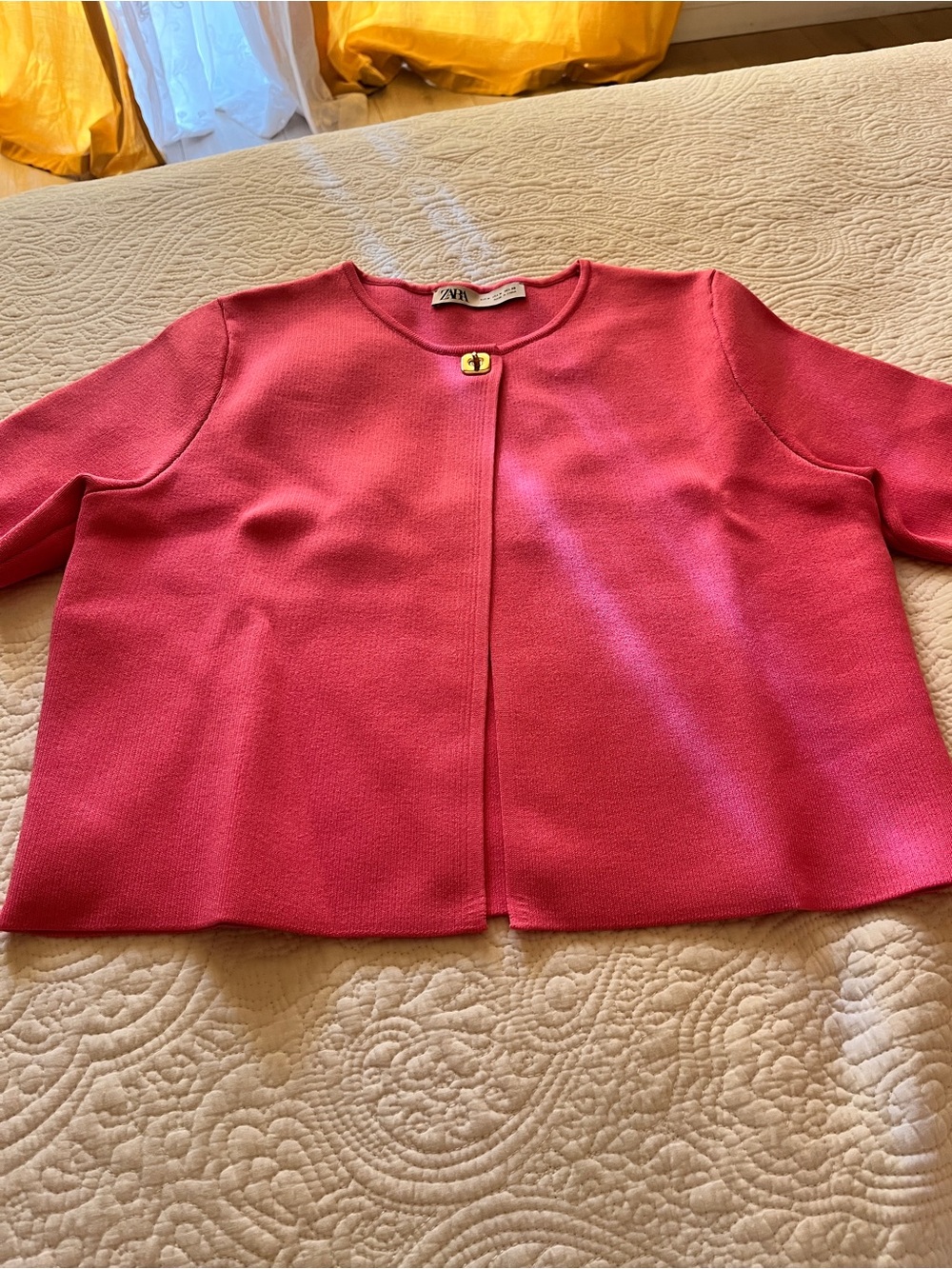 Zara Fuchsia Cropped Single-Button Jacket